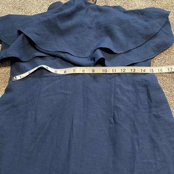 Blue Blush | Navy Ruffle Popover Halter Dress - Women - Picture 9 of 9